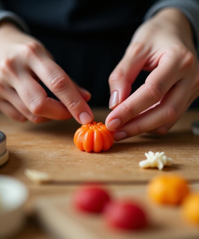 和菓子を手作りする職人